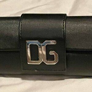 DOLCE & GABBANA AUTHENTIC SUNGLASSES CASE SILVER LOGO BLK CLUTCH STYLE LIKE NEW